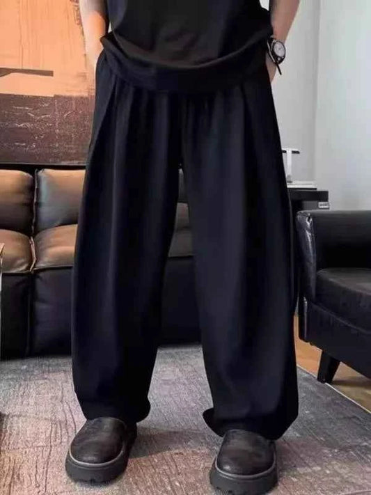 Men's Plus Size Relaxed Wide-Leg Drawstring Pants