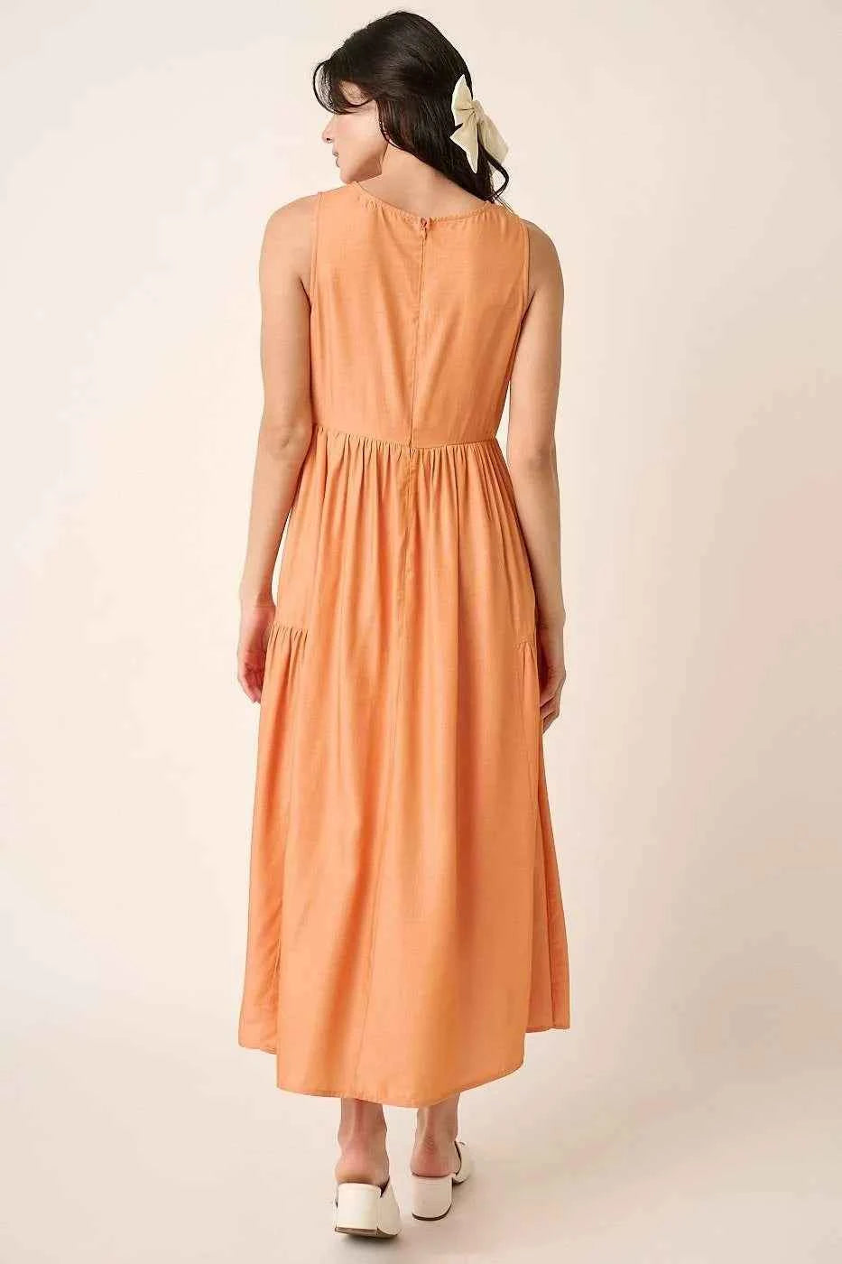 Mittoshop Ruched Detail Sleeveless Midi Dress