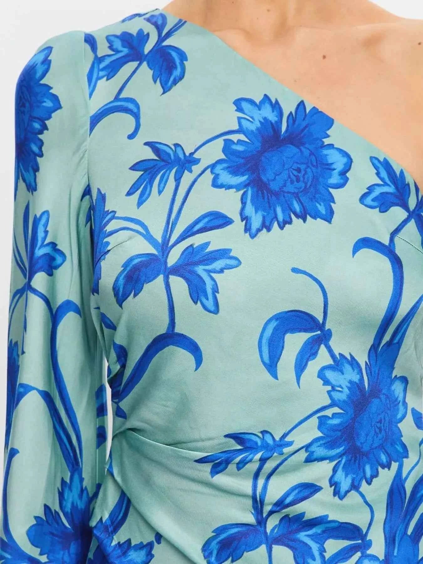 Floral Print One-Shoulder Maxi Dress