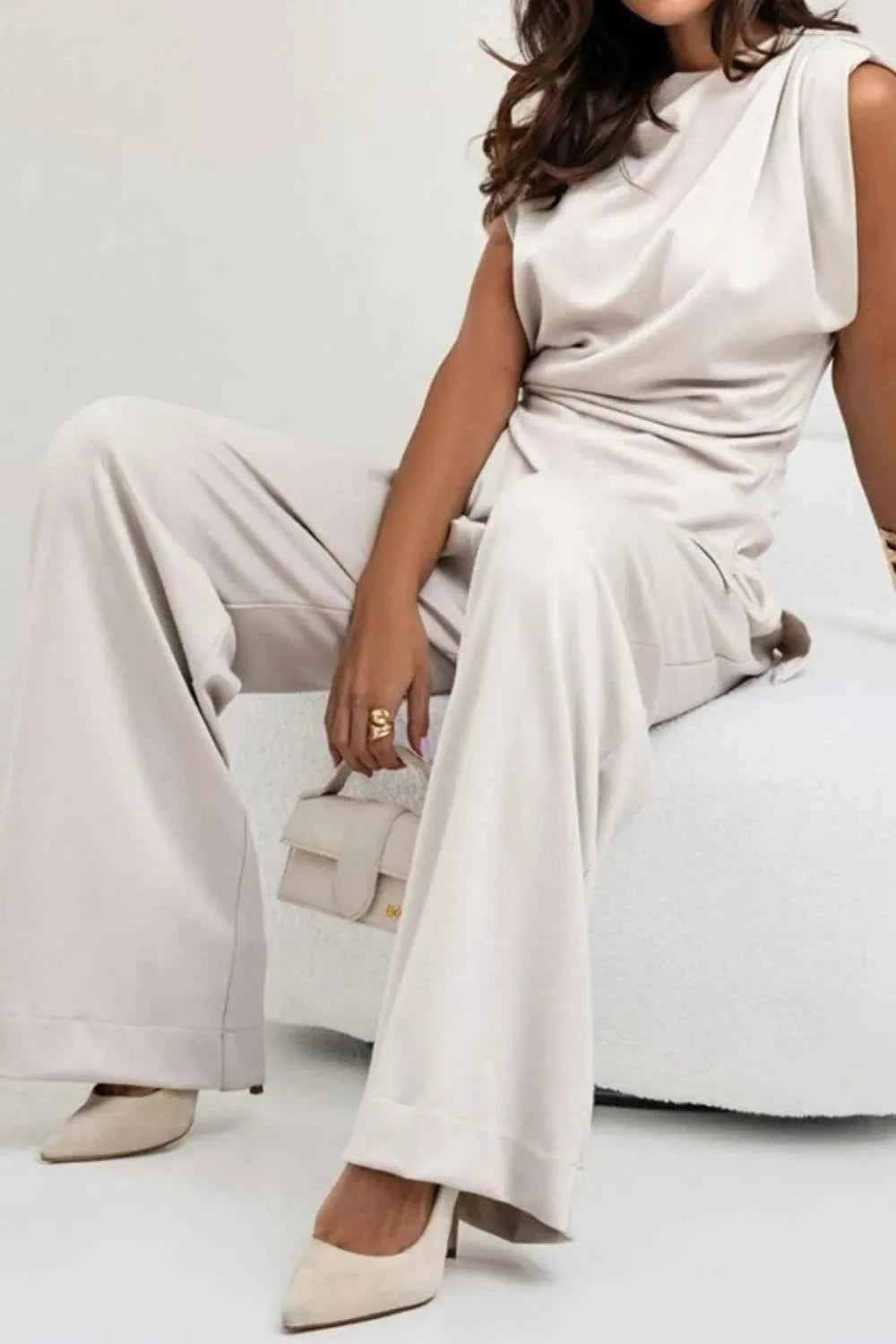Round Neck Top and Pants Set