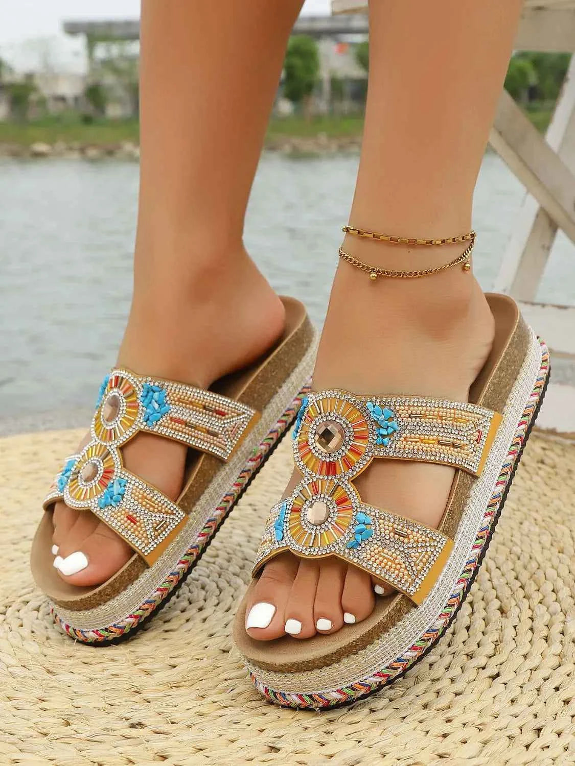 Bohemian Beaded Platform Sandals