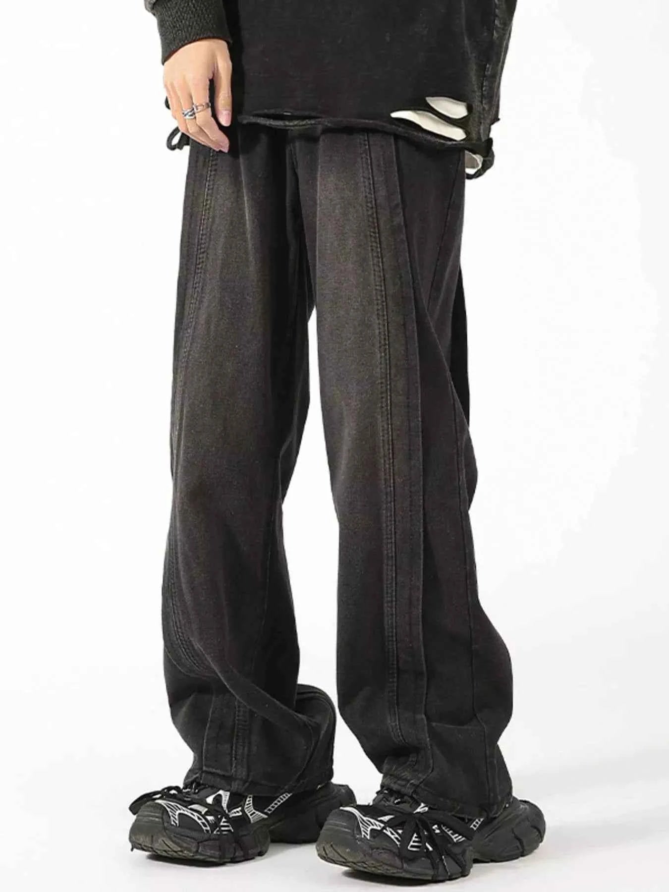 Men's Plus Size Washed Wide Leg Jeans