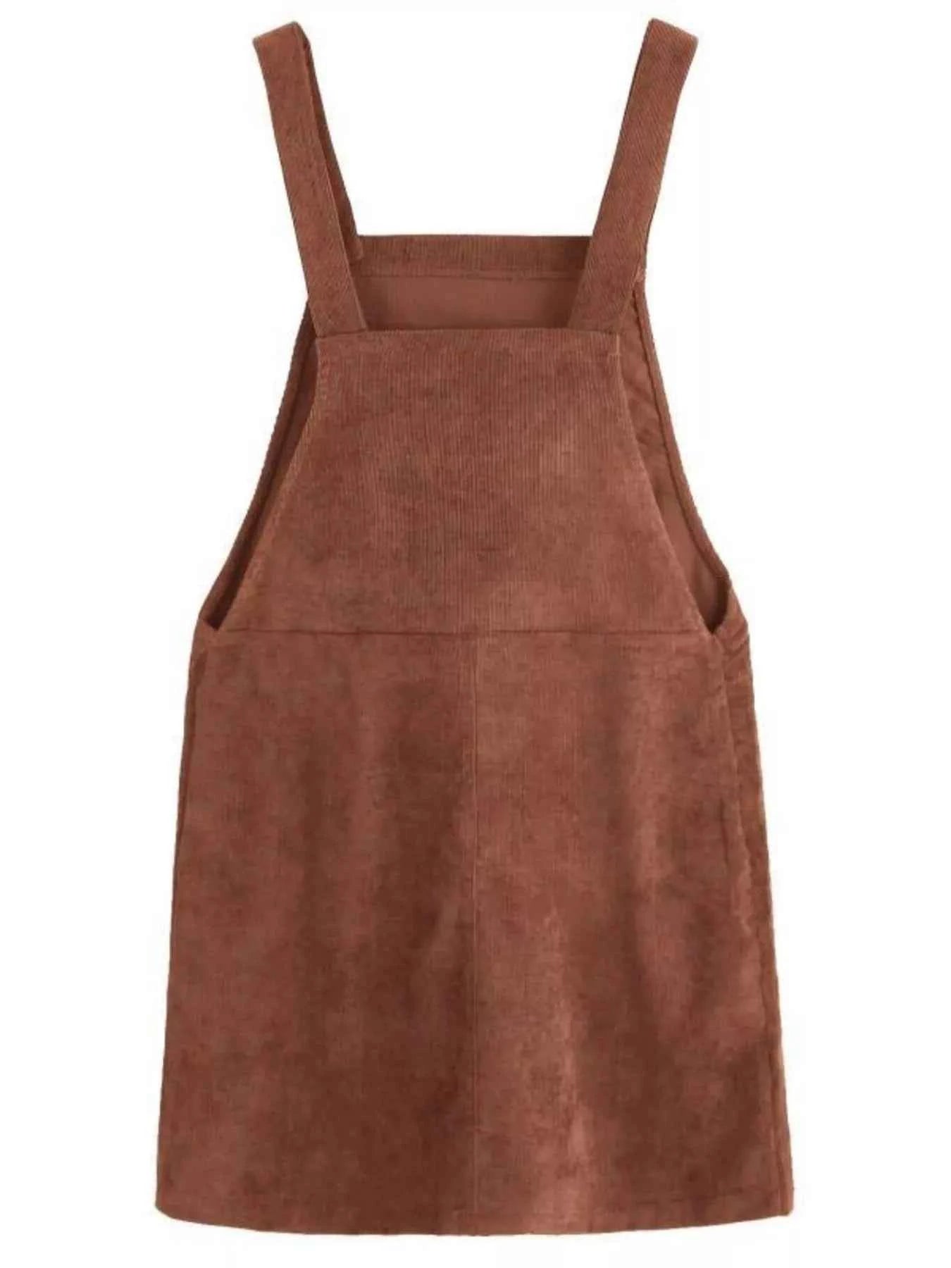 Corduroy Wide Strap Overall Dress