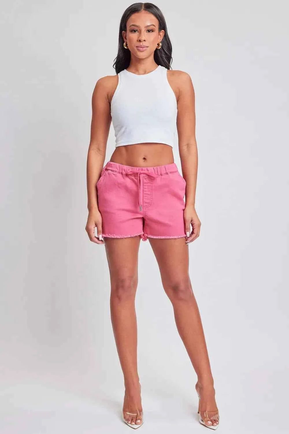 YMI Jeanswear Full Size Drawstring Raw Hem Shorts