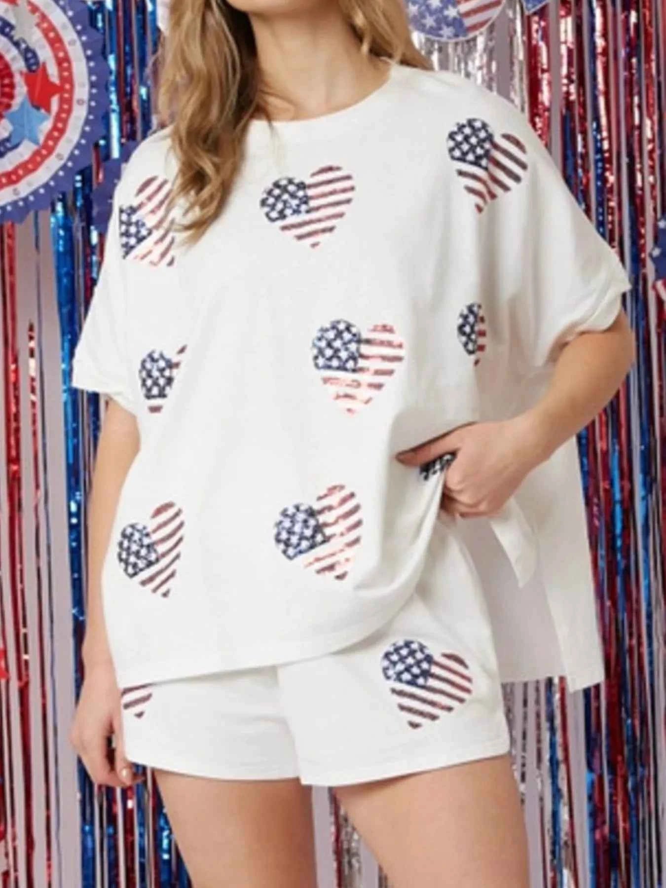 Sequin High-Low Top and Shorts Set