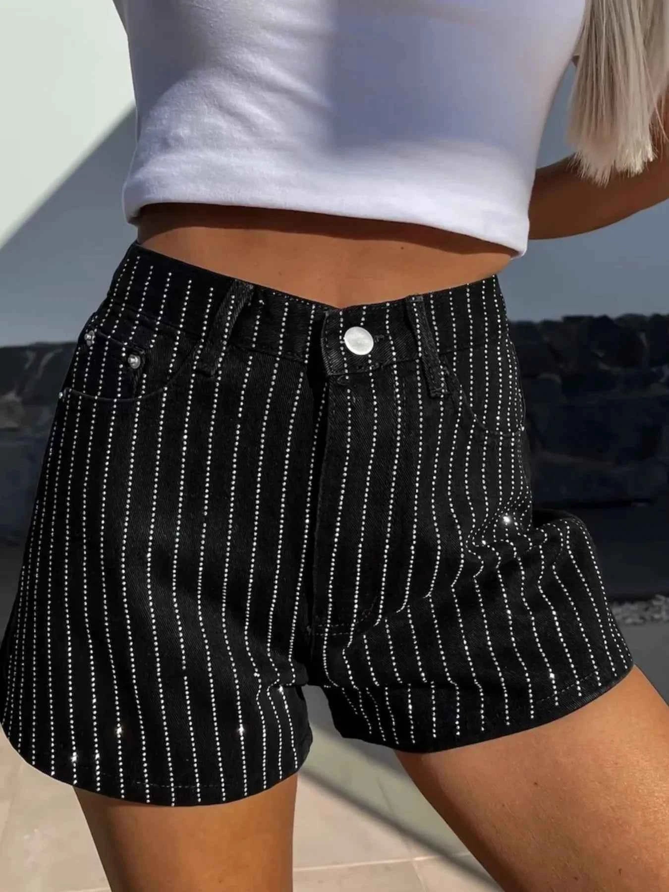 High Waist Wash Denim Shorts