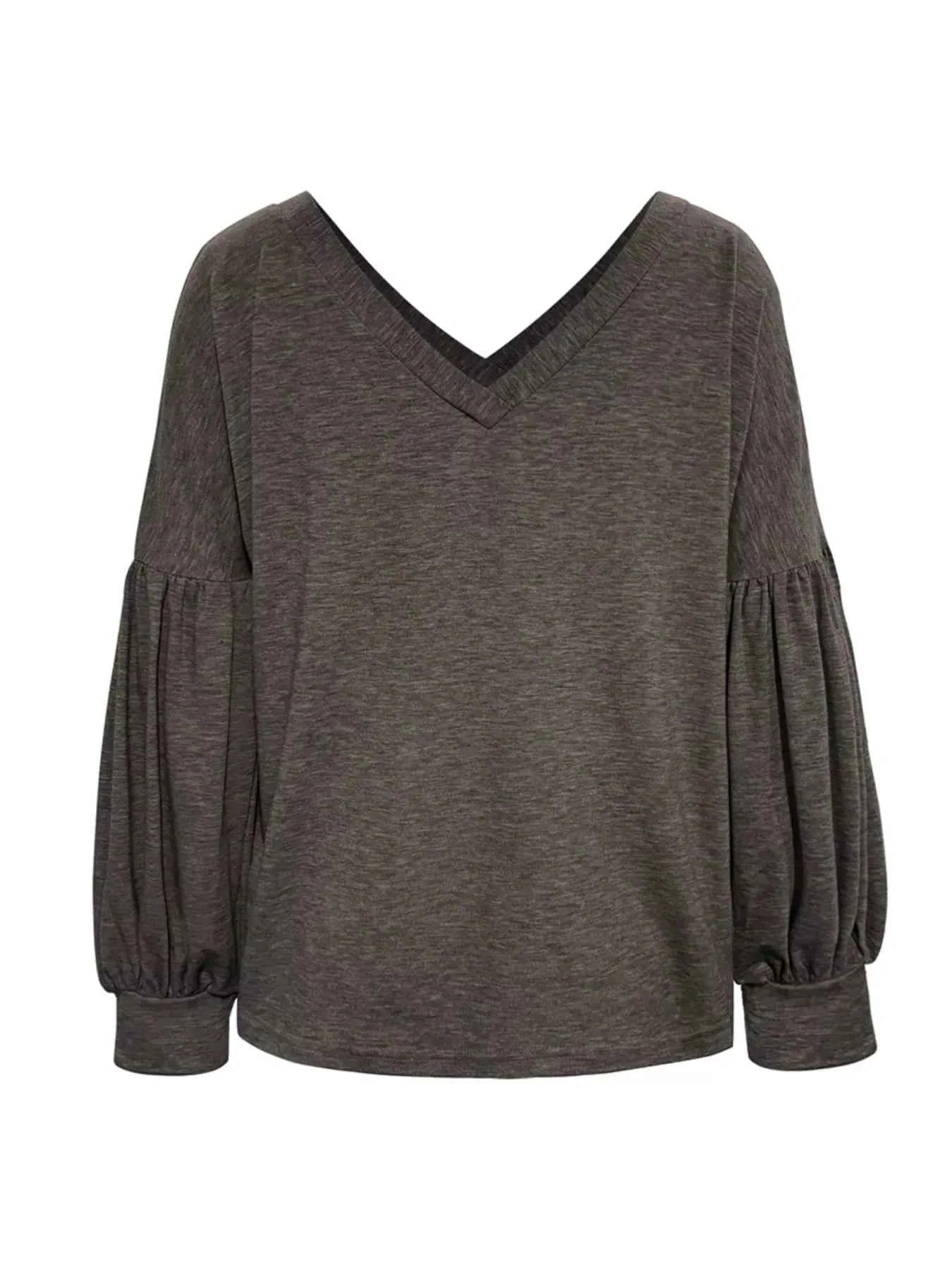 Oversized V-Neck Long Sleeve Blouse