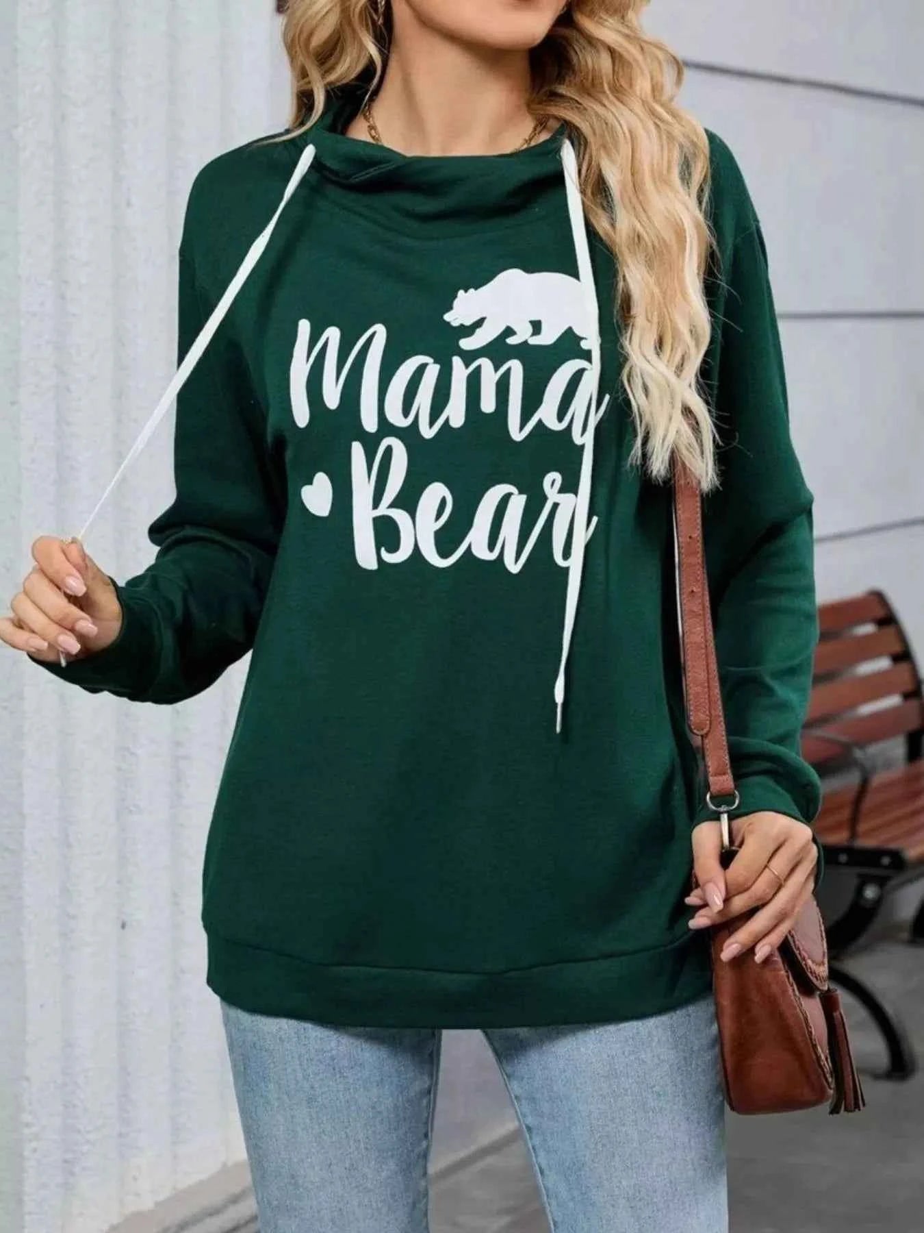 Contrast Letter Graphic Drawstring Long Sleeve Hoodie