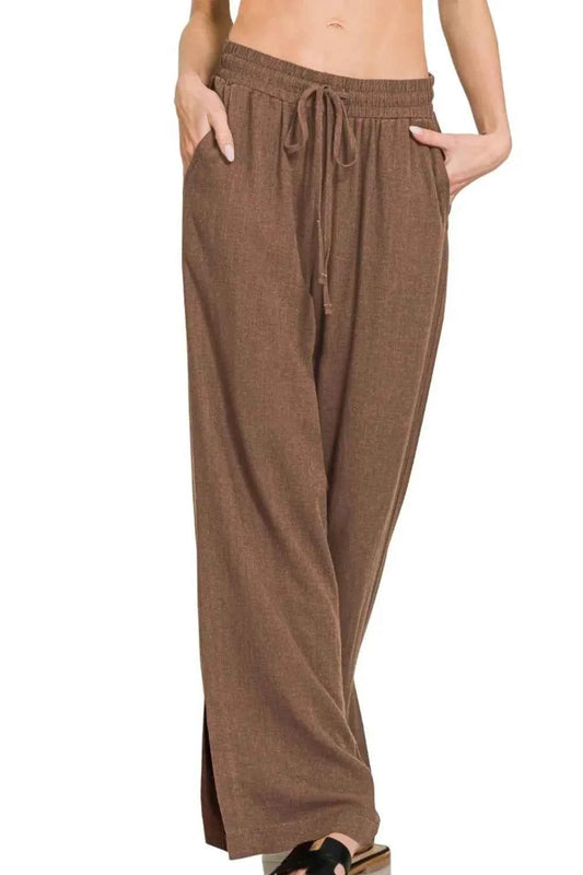 Zenana Linen Drawstring Pants