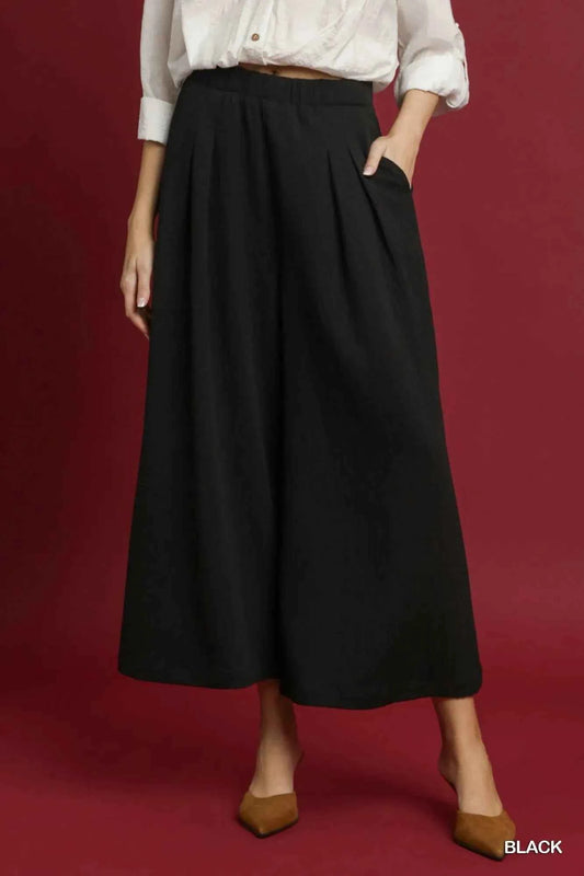Umgee Elastic Waist Wide Leg Pants