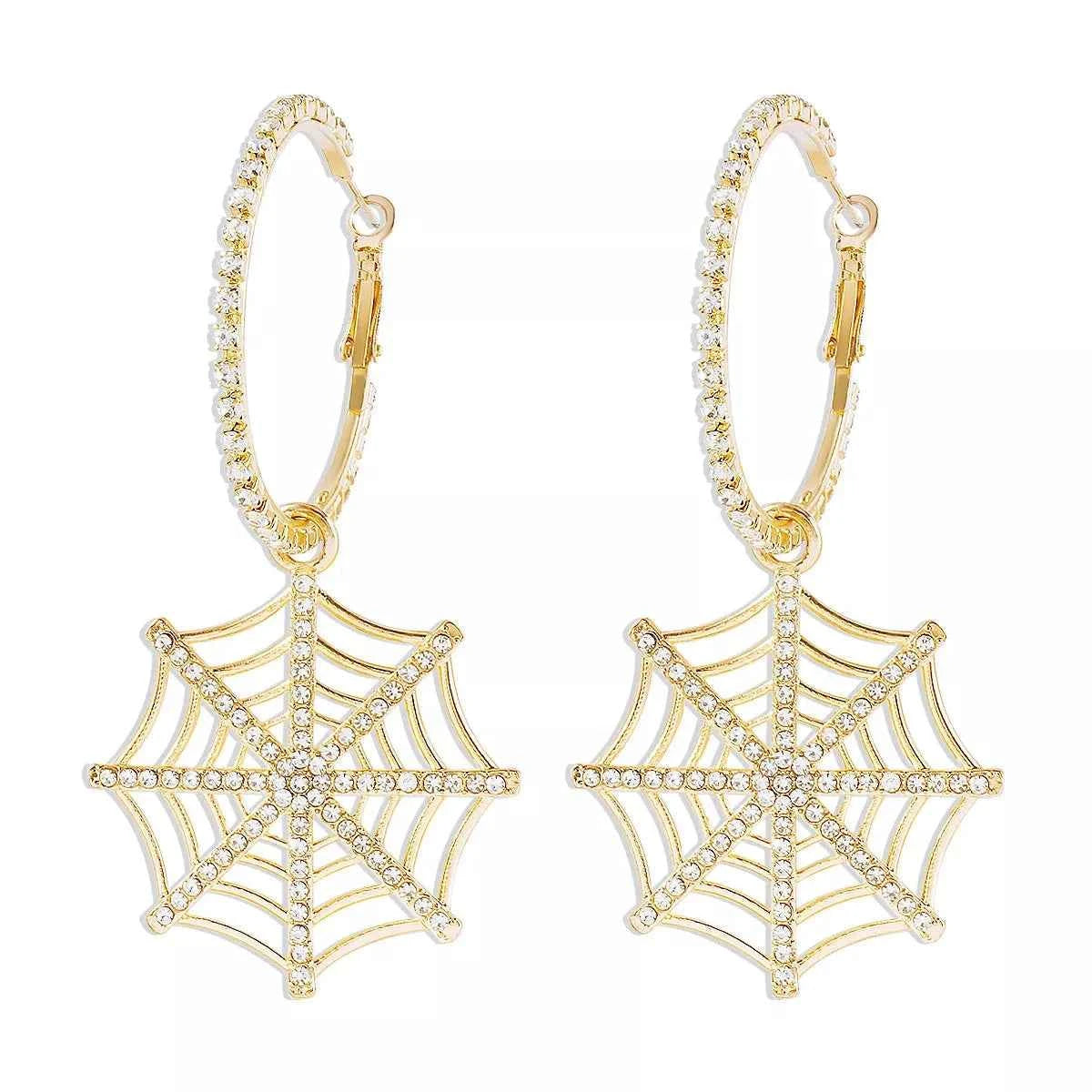Halloween Spider Web Dangle Hoop Earrings