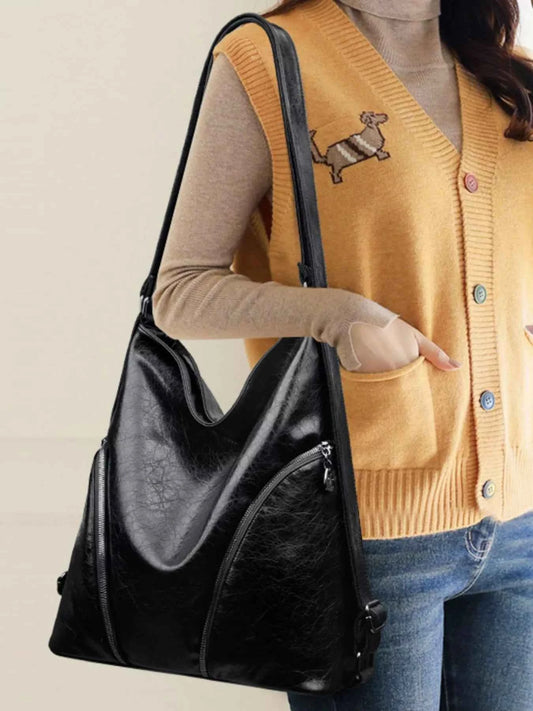 Large PU Leather Hobo Tote Bag
