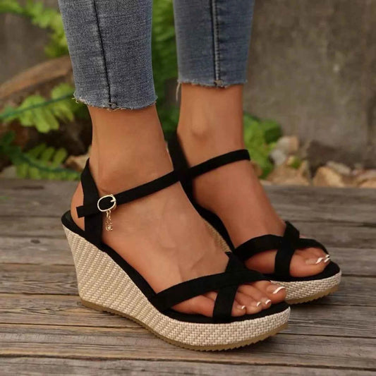 Crisscross Open Toe Wedge Sandals