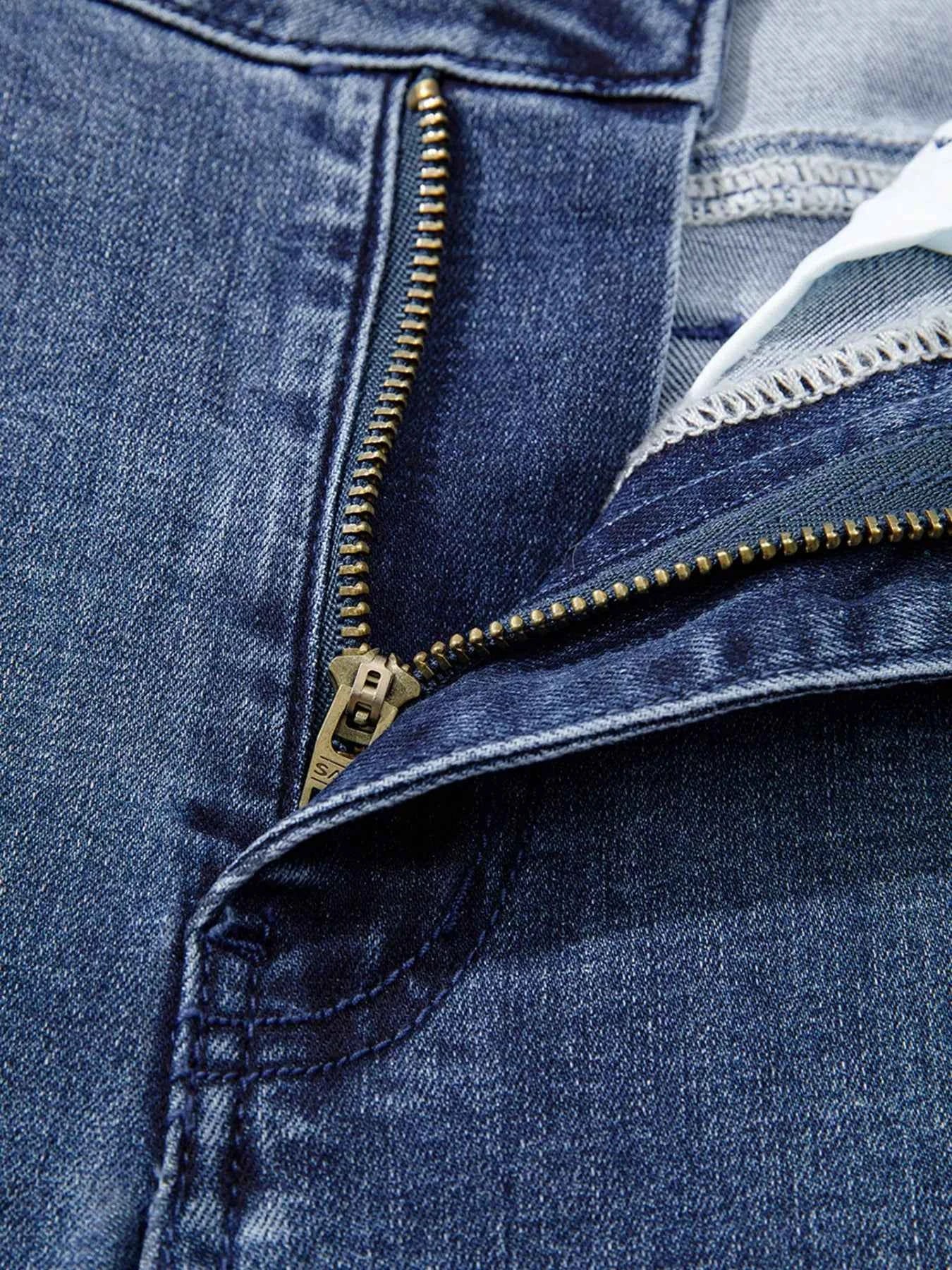 High Waist Button Zip Flare Leg Jeans