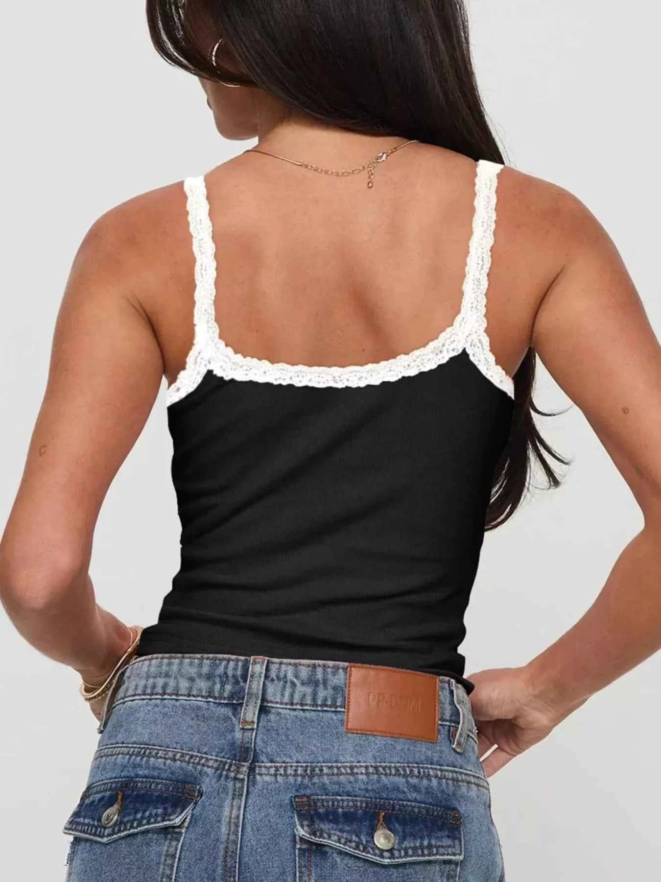 Lace Detail Contrast Trim Cami