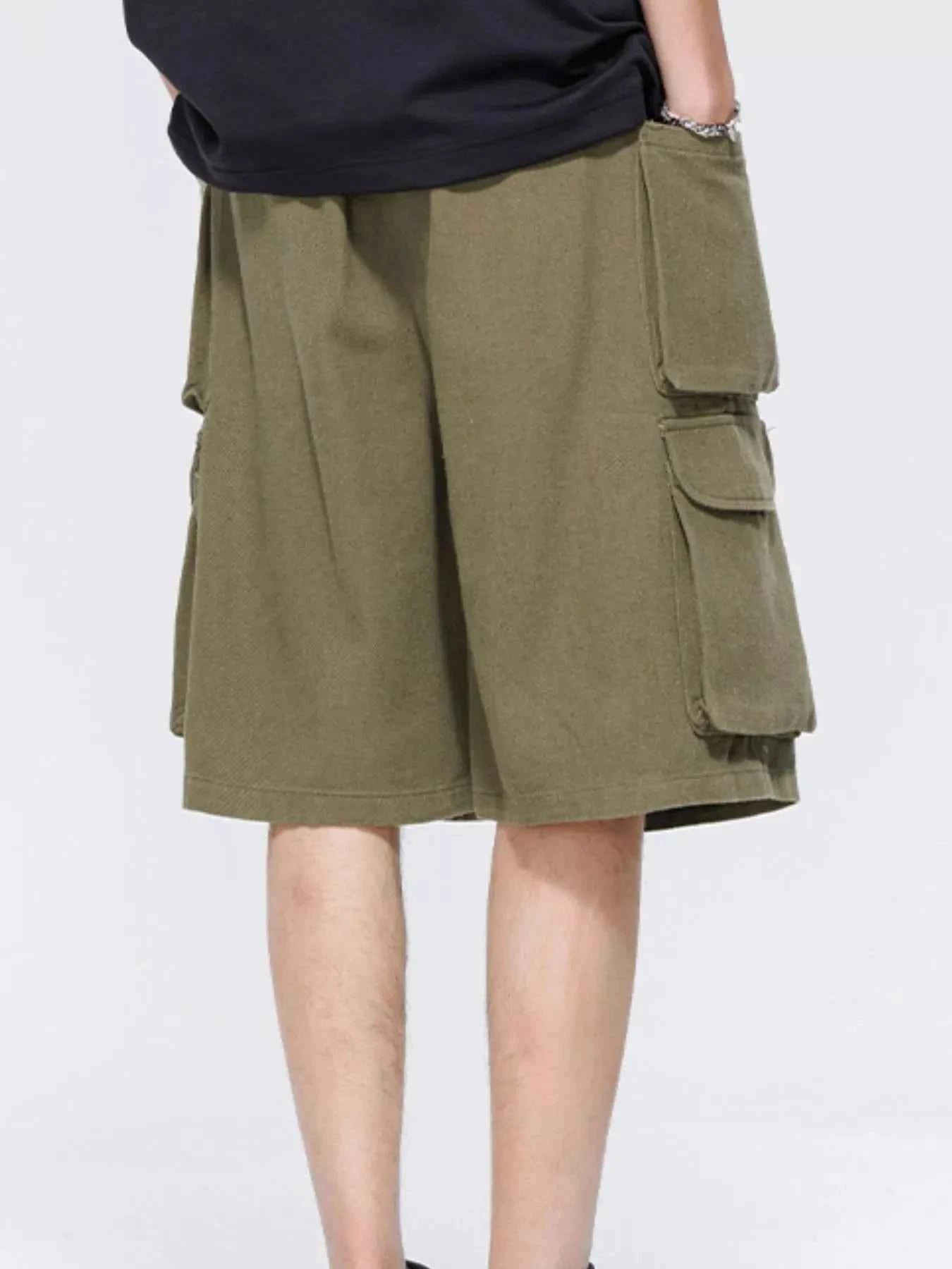 Men's Plus Size Drawstring Wide Leg Cargo Shorts