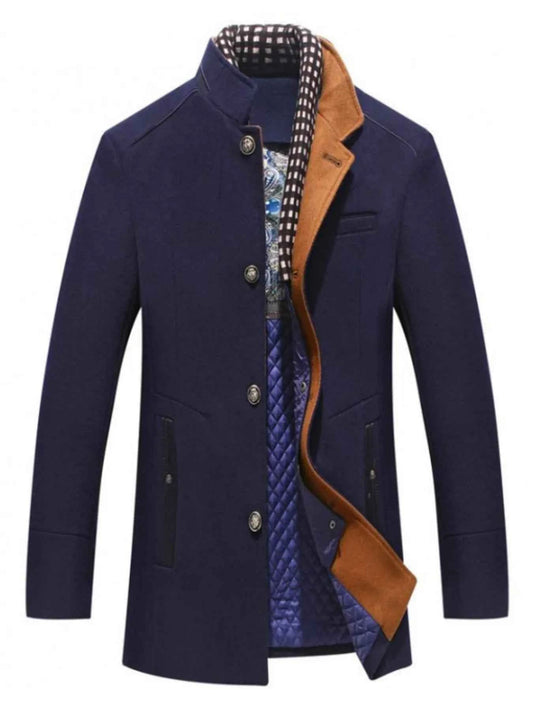 Men's Plus Size Quilted Inner Long Sleeve Coat