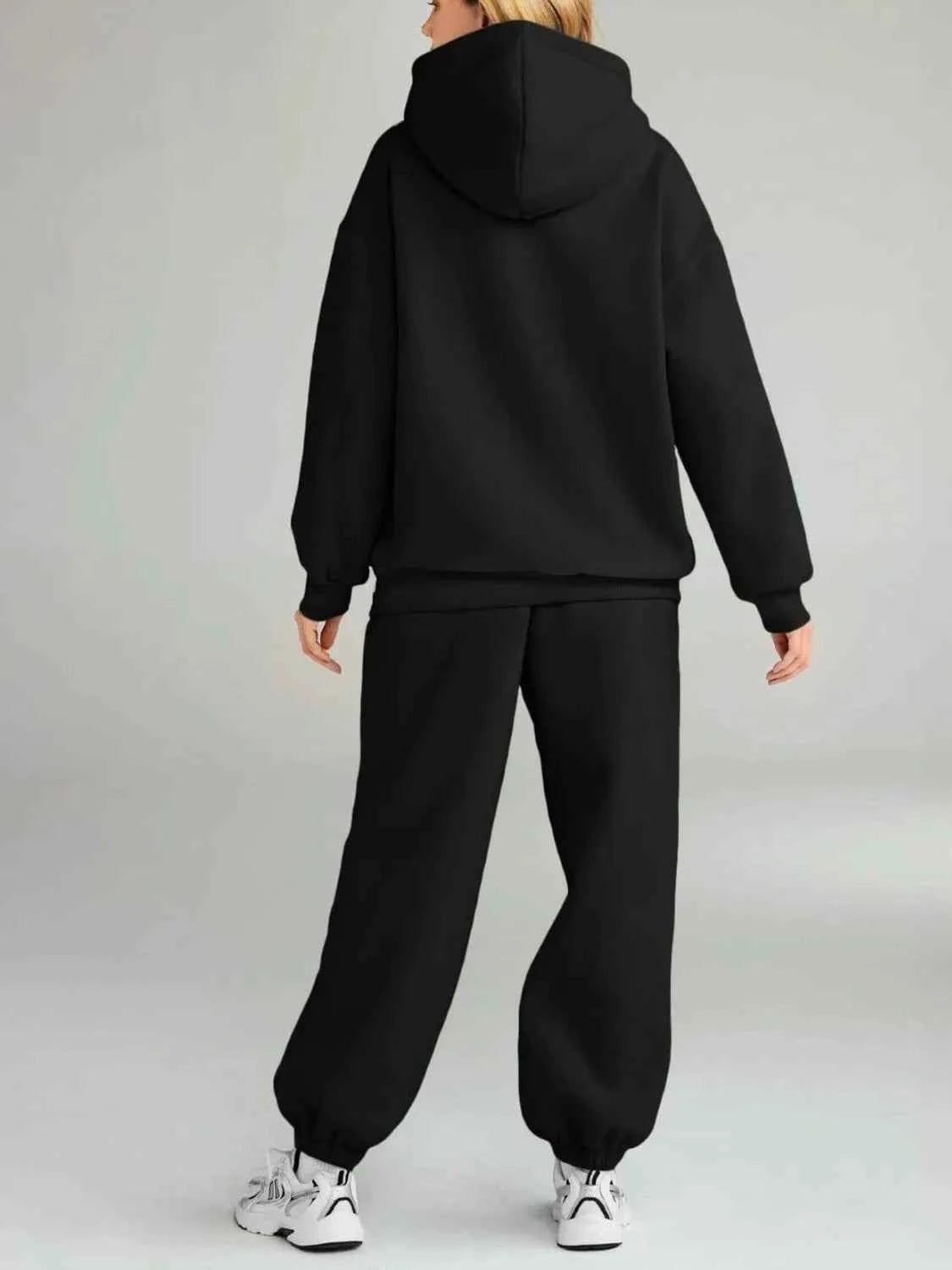 Full Size Kangaroo Pocket Hoodie and Joggers Set Plus Size