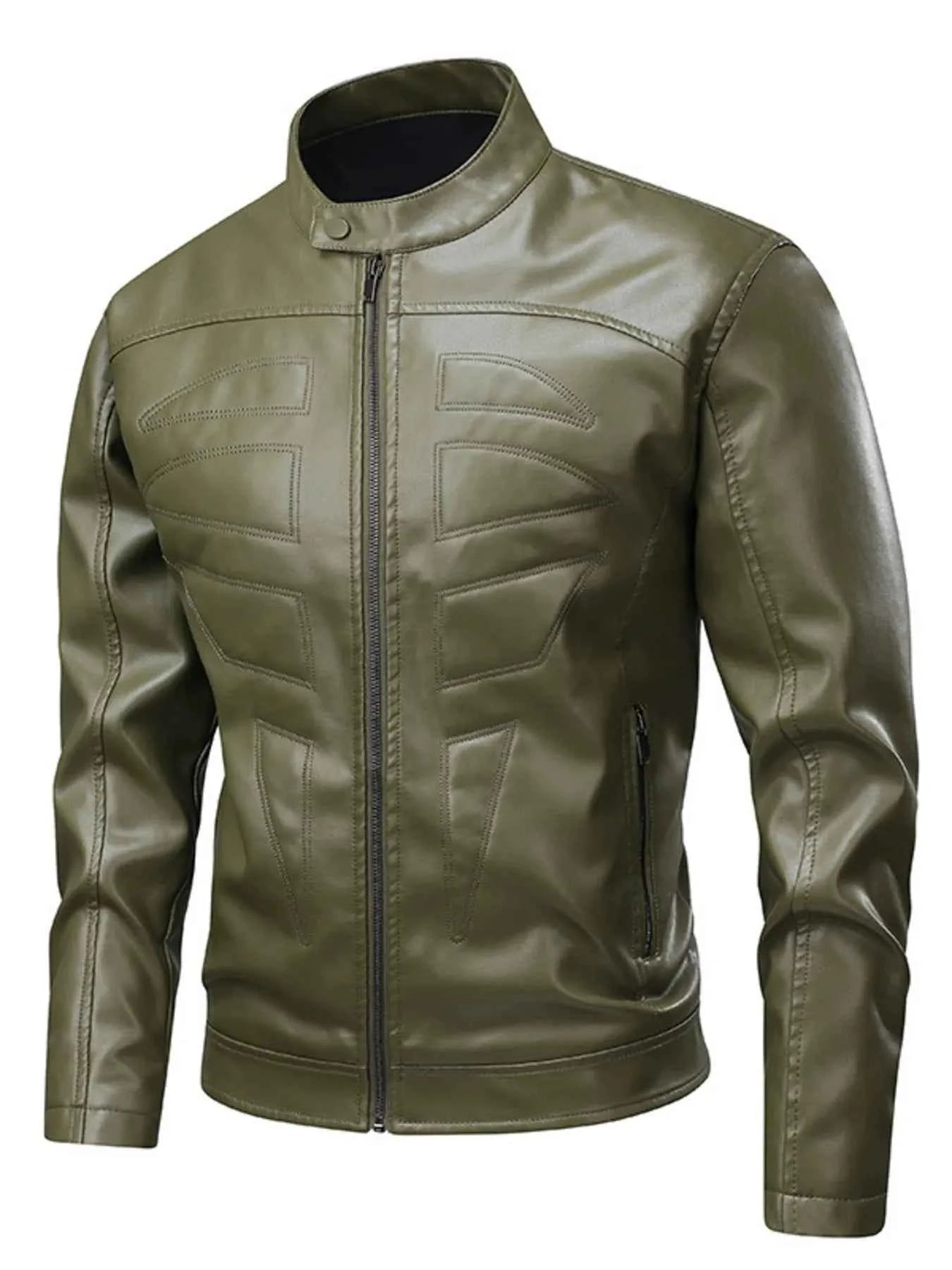 Men's Full Size Leather Zip Up Jacket Plus Size