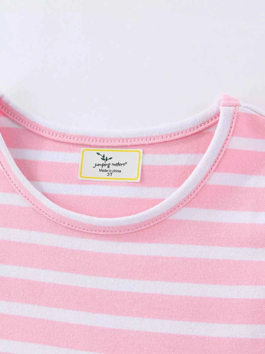 Children's Striped Bunny Embroidered Dress