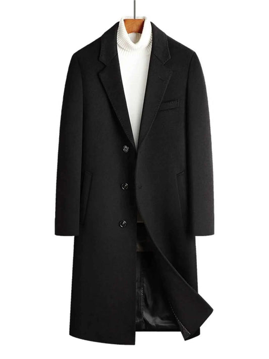 Men's Plus Size Button Up Long Sleeve Longline Coat