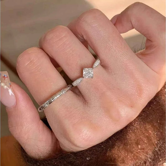 1 Carat 925 Sterling Silver Moissanite Geometric Ring
