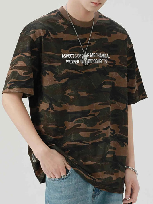 Men's Plus Size Camouflage Round Neck T-Shirt