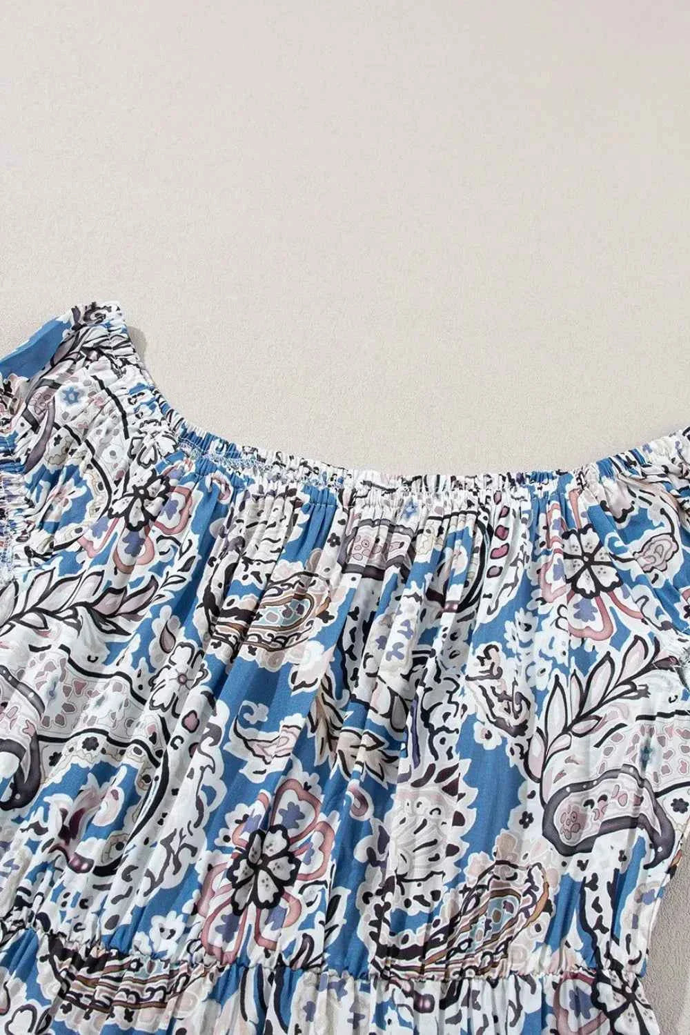 Boho Paisley Print Off Shoulder Maxi Dress