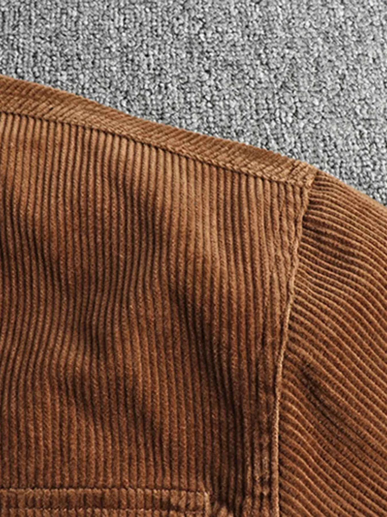Men's Plus Size Corduroy Button Up Long Sleeve Jacket