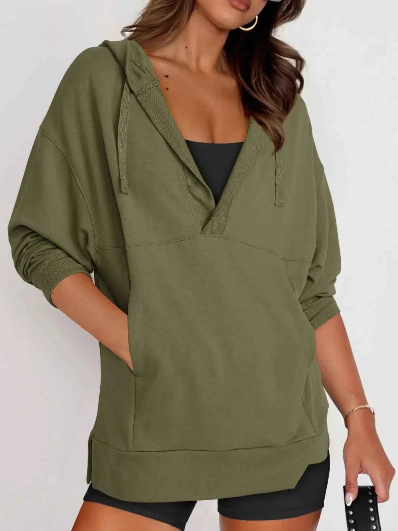 Drawstring Kangaroo Pocket Long Sleeve Hoodie