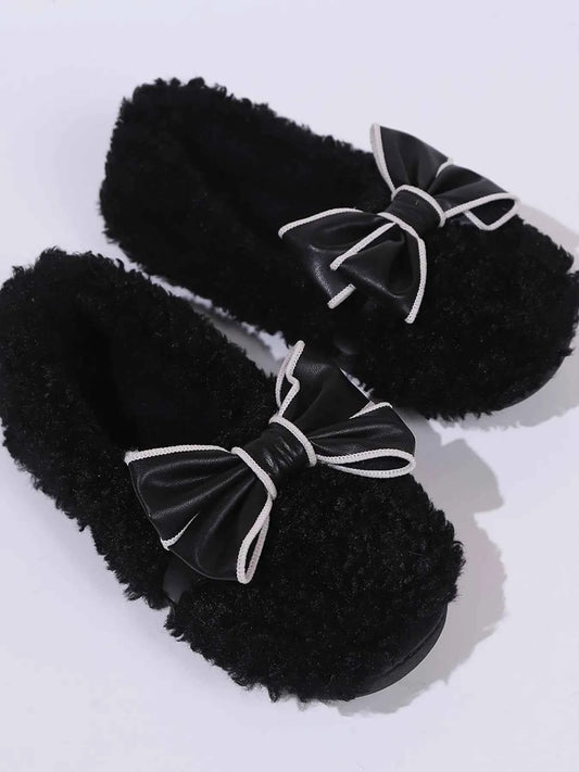 Cozy Bow-Knot Fluffy Indoor Slippers