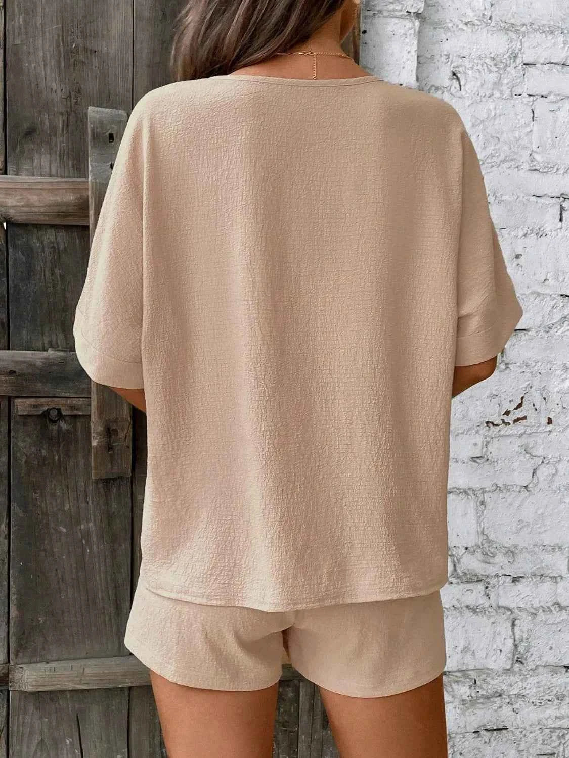 V-Neck Half Sleeve Top and Shorts Set