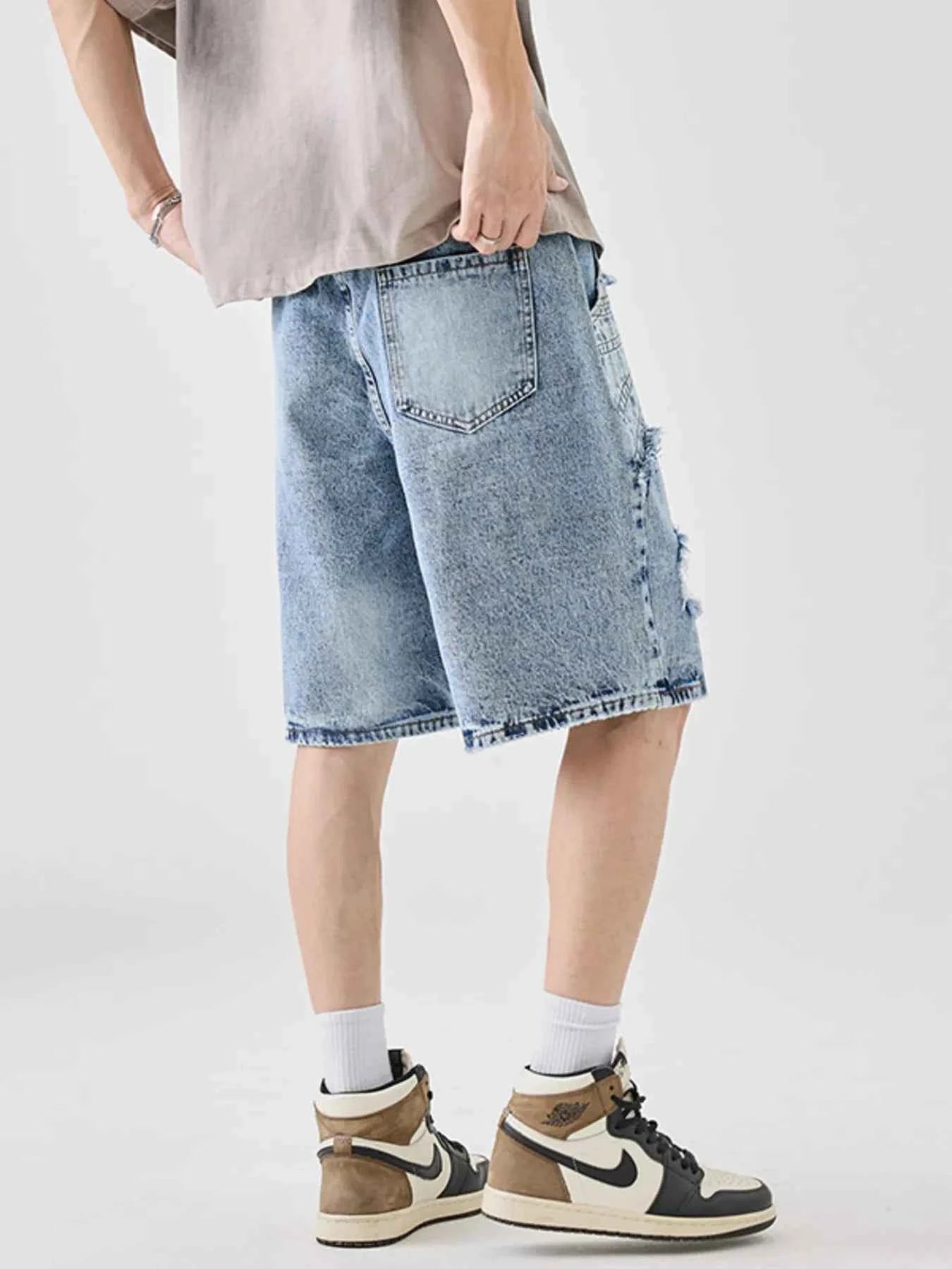 Men's Full Size Distressed Denim Shorts Plus Size
