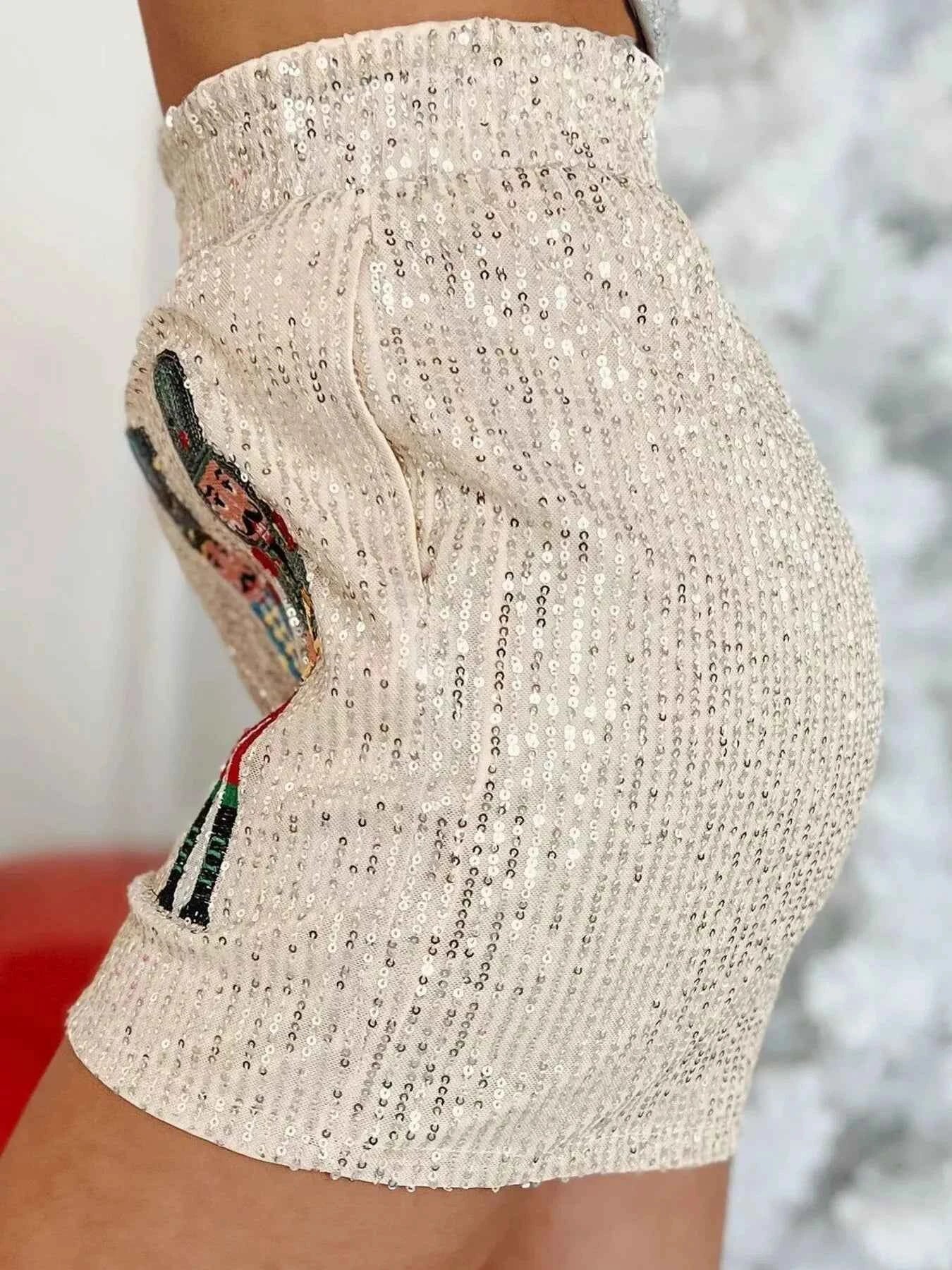 Christmas Sequined Nutcracker Shorts
