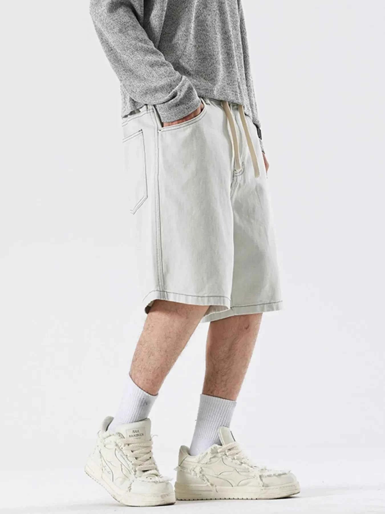 Men's Loose Fit Drawstring Denim Shorts