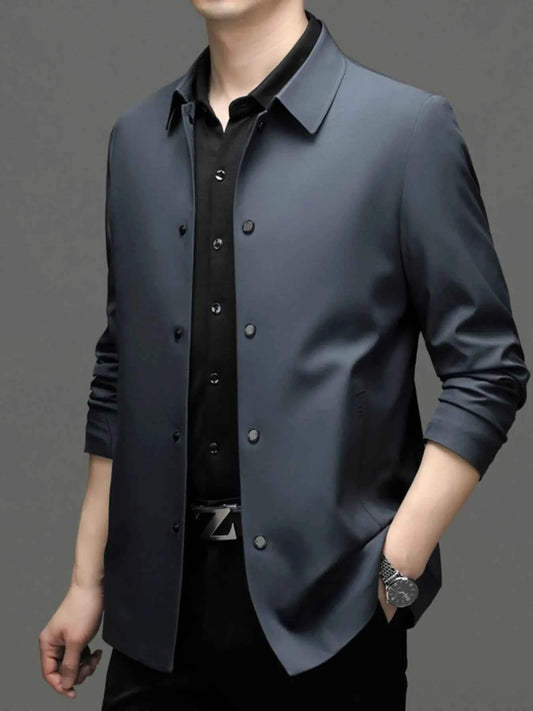 Men's Plus Size Button Up Long Sleeve Jacket
