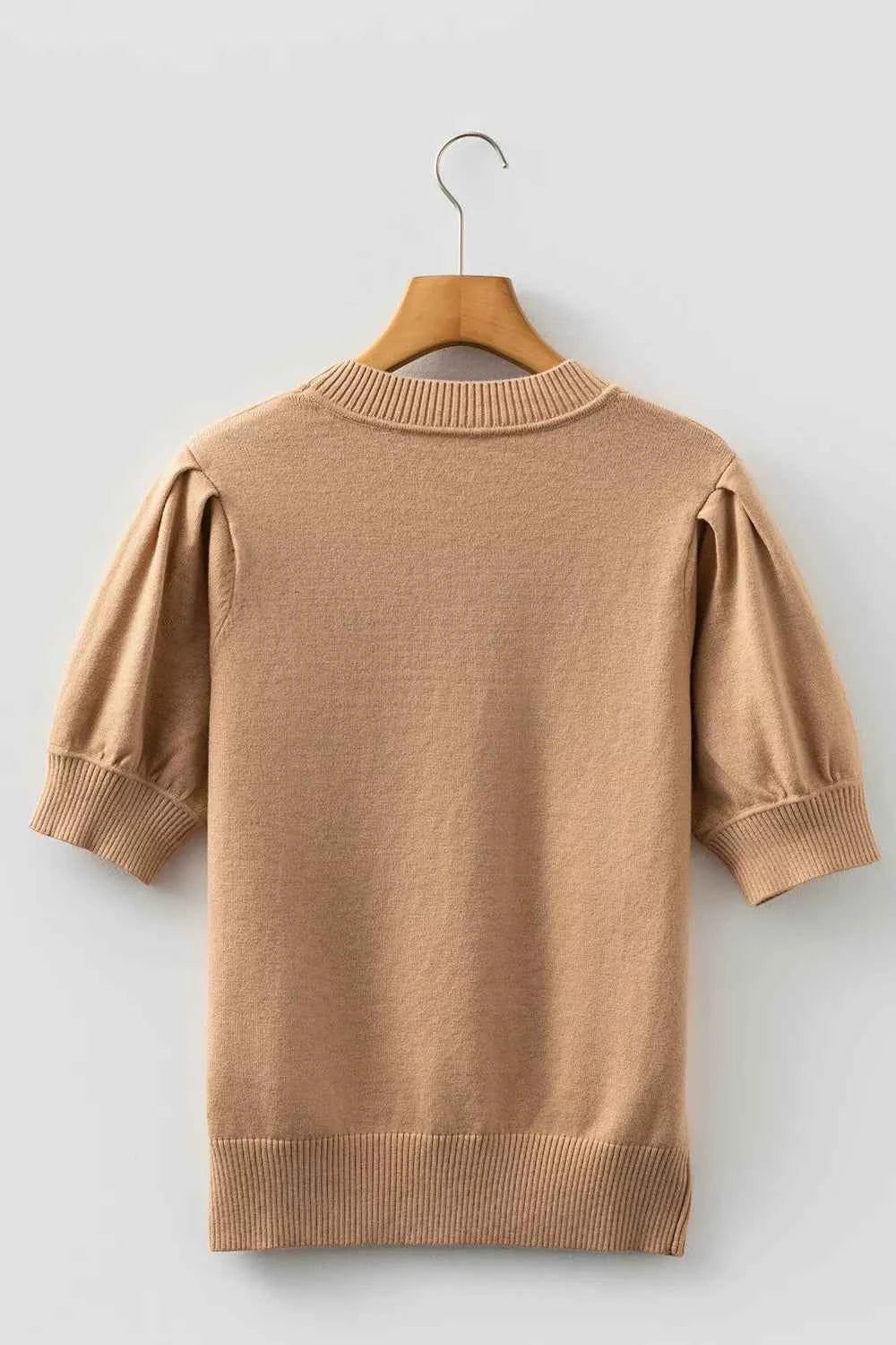 Knit Short Puff Sleeve Sweater
