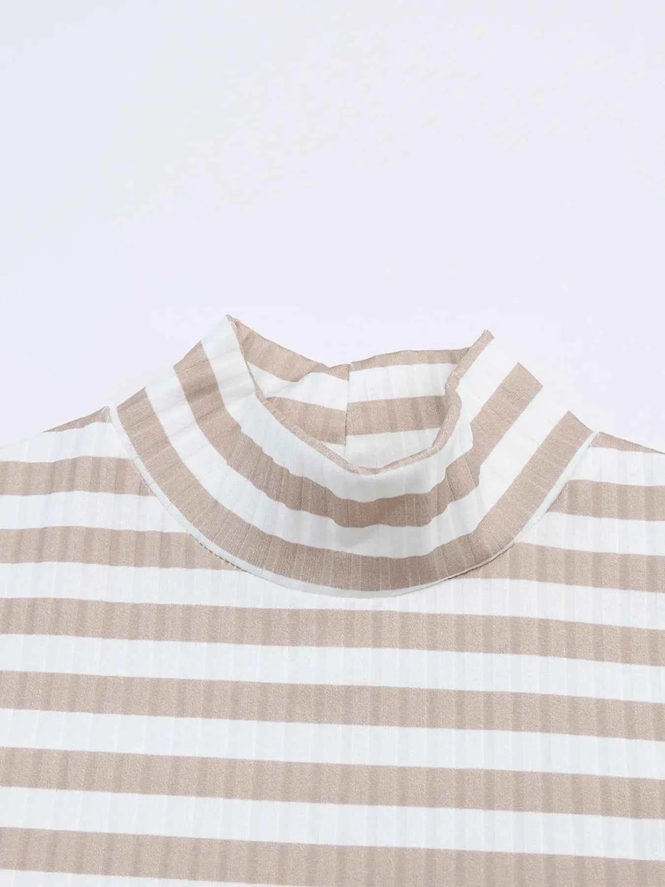 Striped Textured Knit Long Sleeve Tee