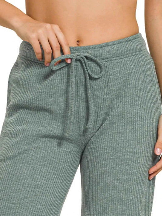 Zenana Ribbed Drawstring Lounge Pants