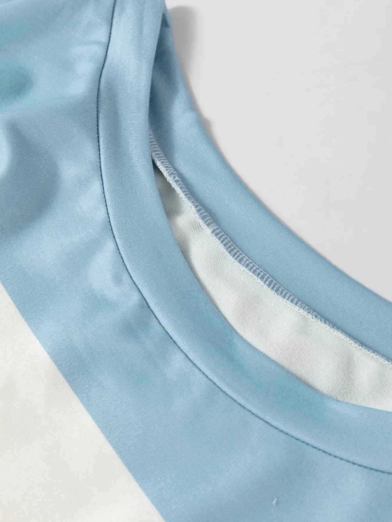 Color Block Drop Shoulder Long Sleeve Top