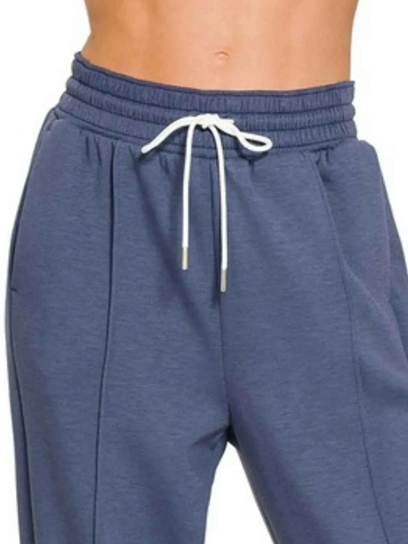 Zenana Drawstring Scuba Sweatpants with Pockets