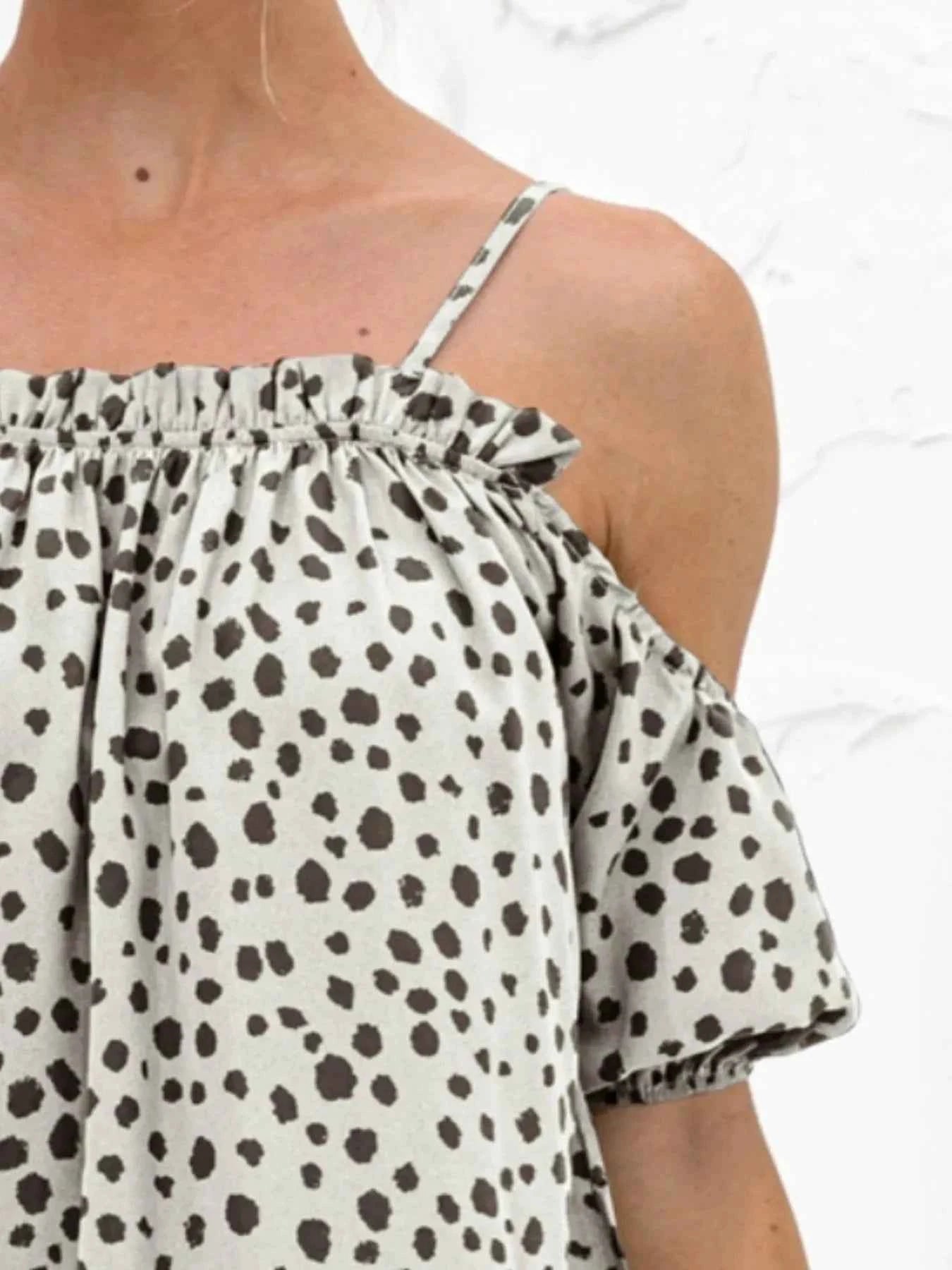 Puff Sleeve Polka Dot Ruffle Cami Top