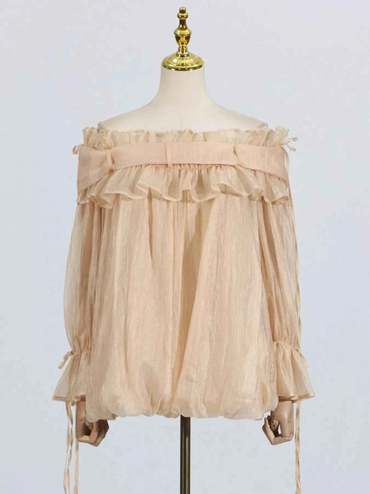 Ruffle Off-Shoulder Flounce Sleeve Blouse