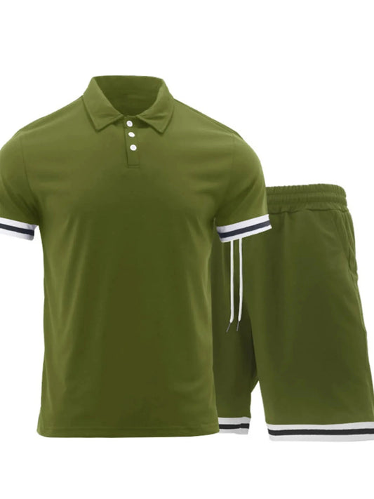 Men's Short Sleeve Polo and Shorts Set