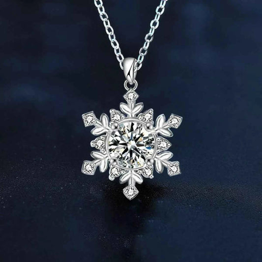 1 Carat Moissanite 925 Sterling Silver Snowflake Pendant Necklace