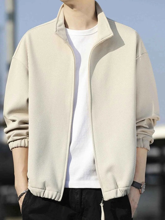 Men's Plus Size Zip Up Long Sleeve Jacket