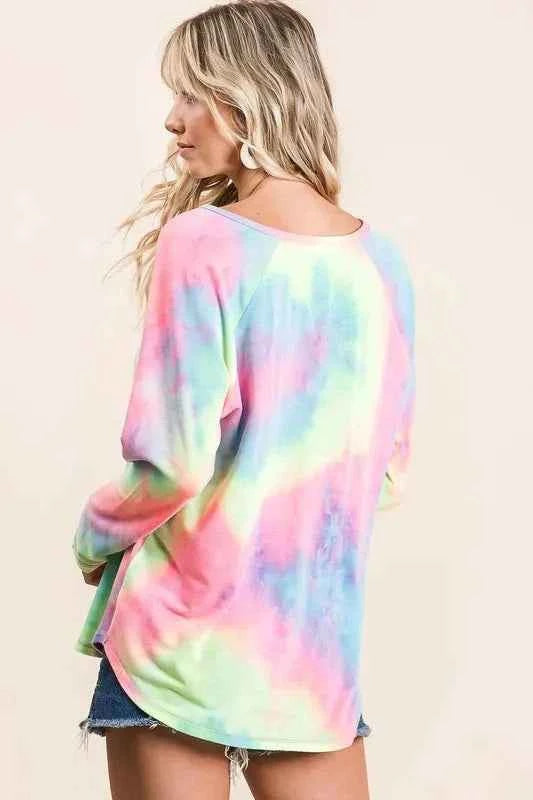 BiBi Long Sleeve Tie-Dye Terry T-Shirt