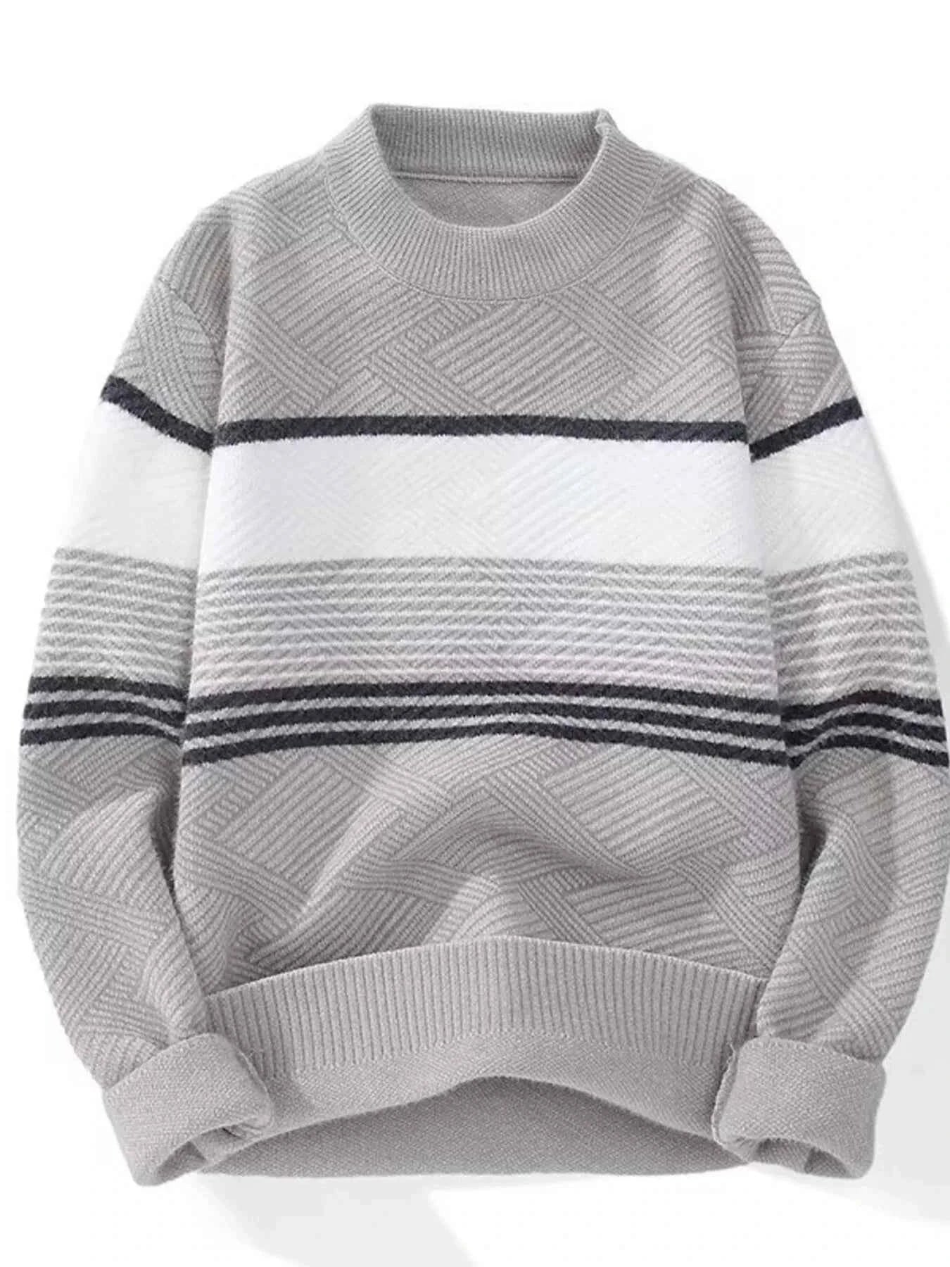 Men's Plus Size Color Block Long Sleeve Sweater
