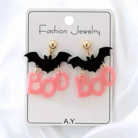 Halloween Bat Boo Dangle Earrings