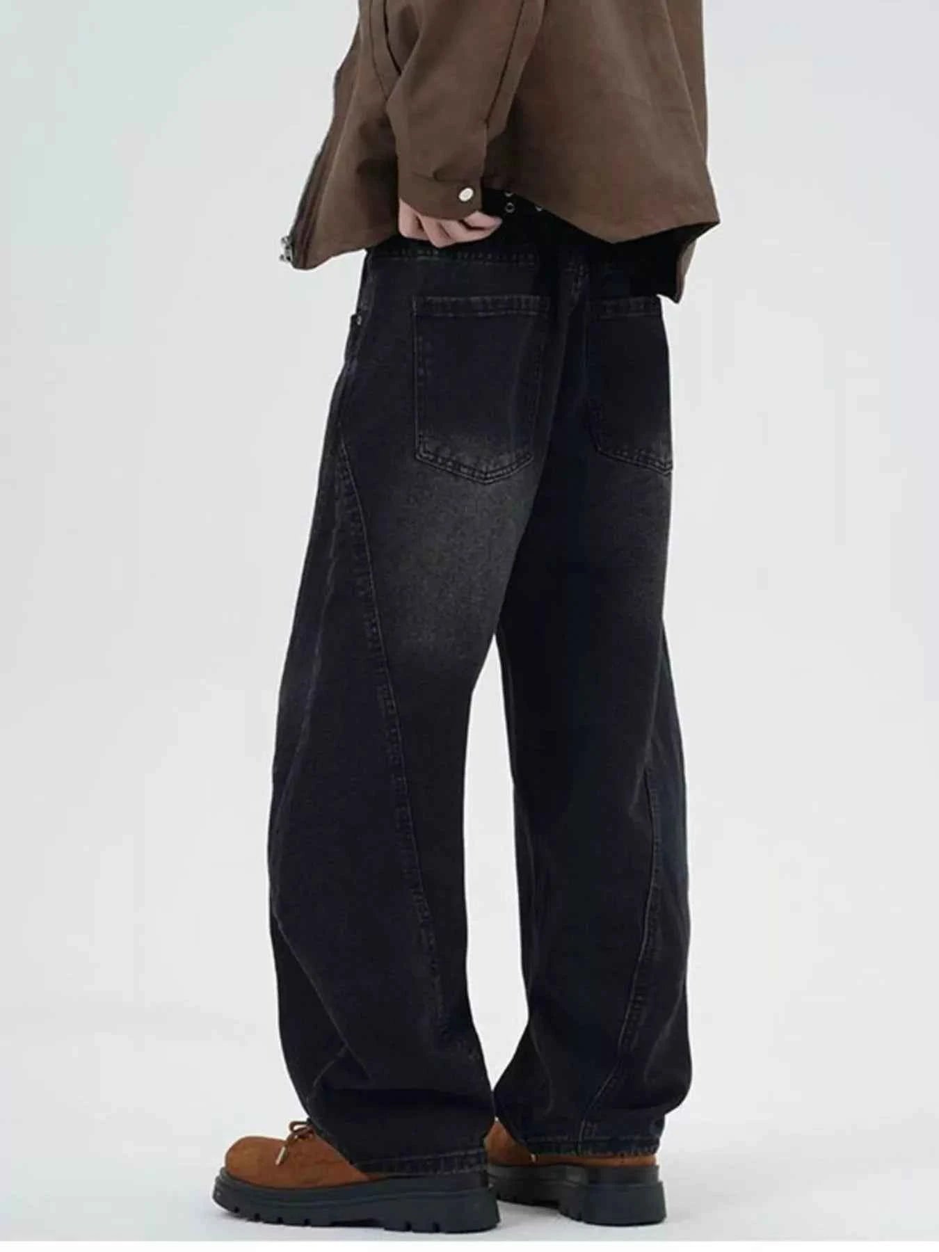 Men's Full Size Washed Wide Leg Jeans Plus Size